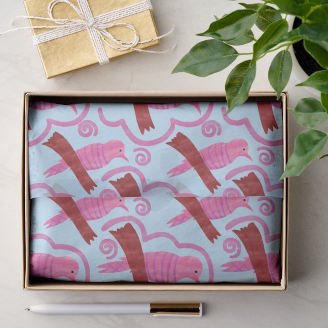 Mousseline Papier tissue motif oiseaux élégants (Cadeau)