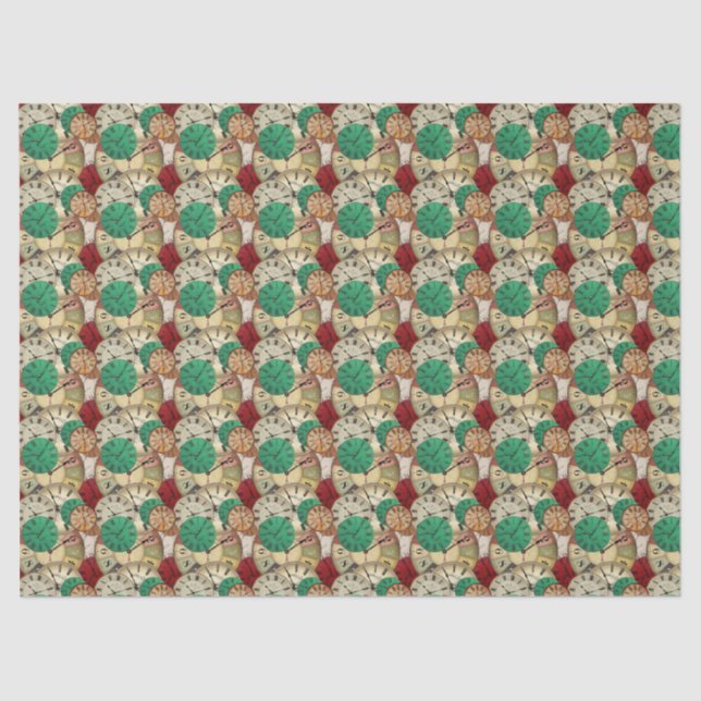 Mousseline Papier Tissus à horloge vintage (Recto)