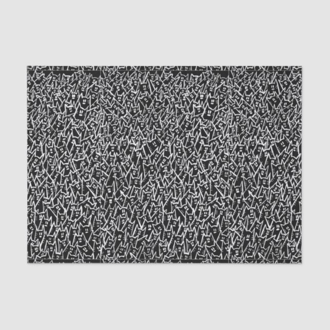 Mousseline Papier Tissus de chats noirs (Recto)