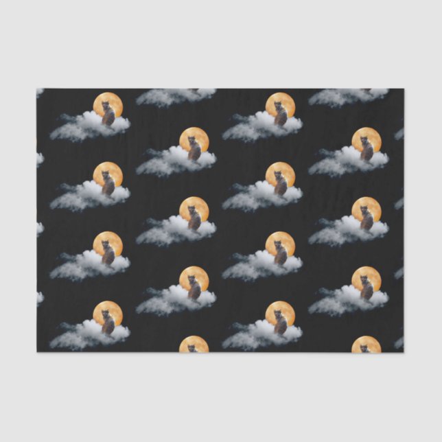 Mousseline Papier Tissus de la lune Cloud Cat (Recto)