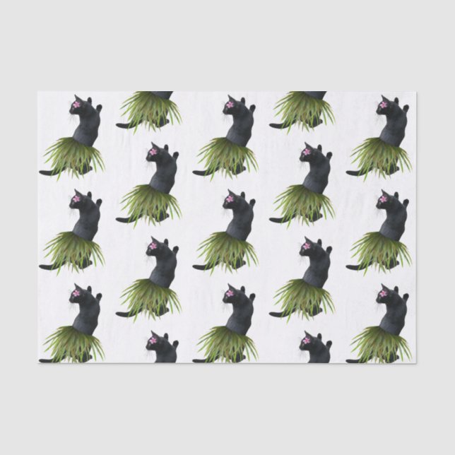 Mousseline Papier Tissus Hula Cat (Recto)