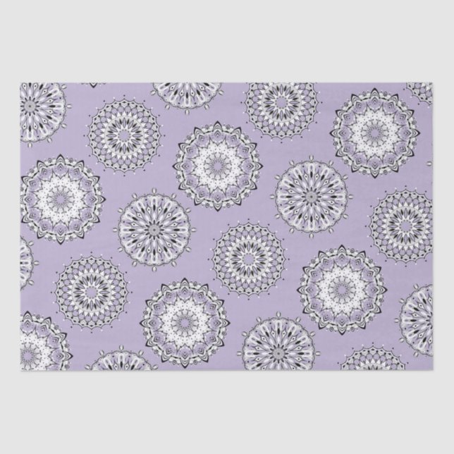 Mousseline Papier Tissus Lilac Mandalas (Recto)