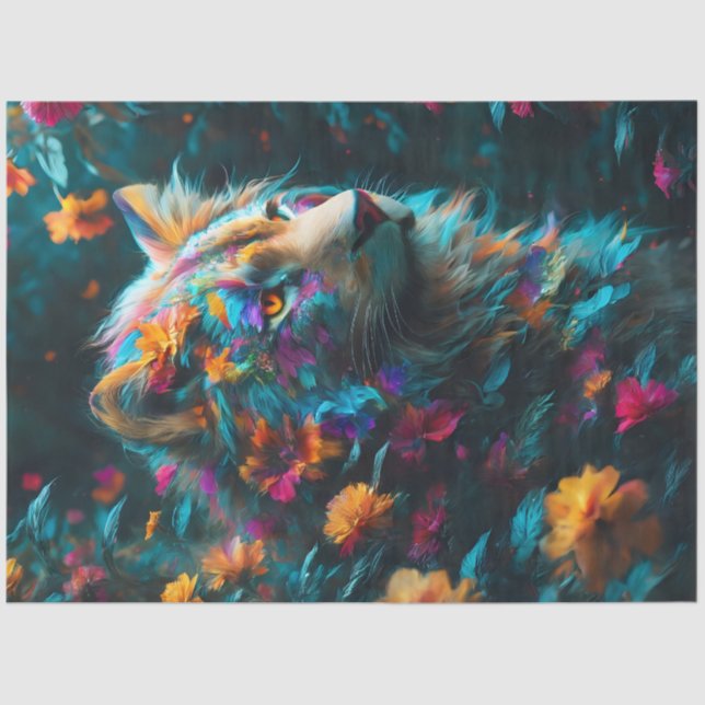 Mousseline Papier Tissus Lion (Recto)