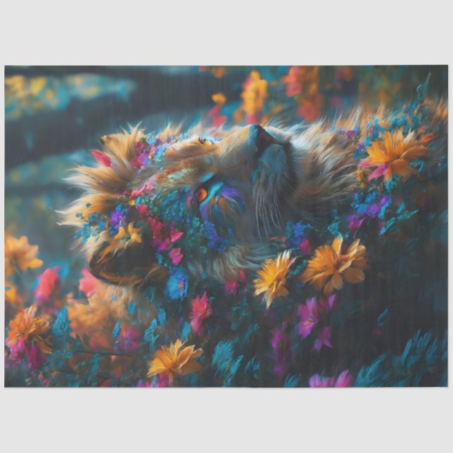 Mousseline Papier Tissus Lion (Recto)