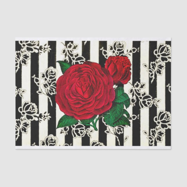 Mousseline Papier Tissus Red Rose vintage (Recto)