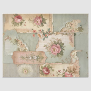 Mousseline Papier vintage et Fleurs Déchiffrement Papier de T
