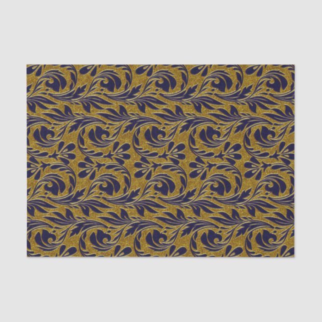Mousseline PAPIER WRAP Métallo-Marine-Or-TISSUE (Recto)