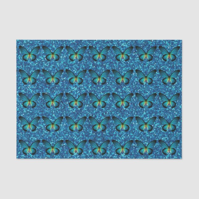 Mousseline Papillon bleu sur papier papier de papier de Parti (Recto)