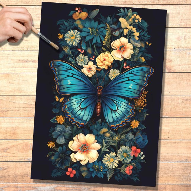 Mousseline Papillon en fleurs 2 papier découpage (Créateur téléchargé)