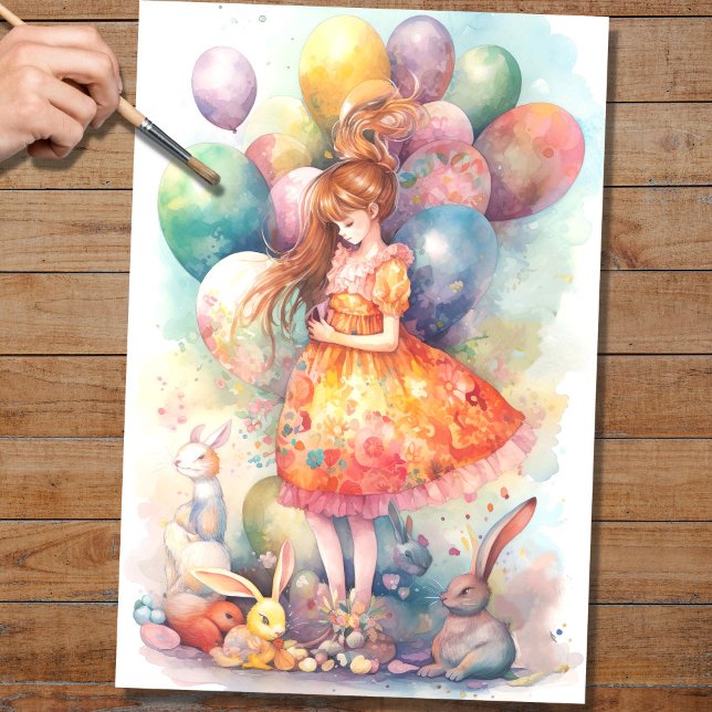 Mousseline Pâques Fille 4 découpage papier (Créateur téléchargé)