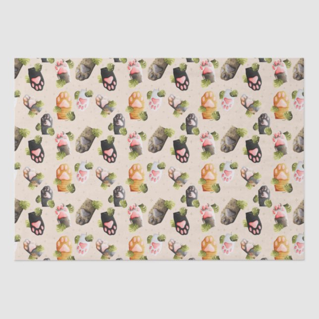 Mousseline Paquets de chats mignons - Papier de tissus Motif  (Recto)