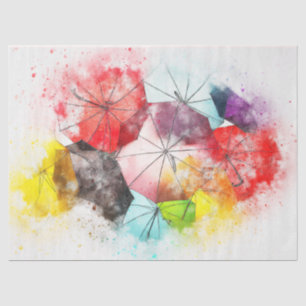 Mousseline Parapluies Aquarelle Découpage Papier Tissu