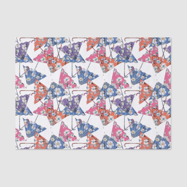 Mousseline Parapluies multicolores Papier Tissu (Recto)