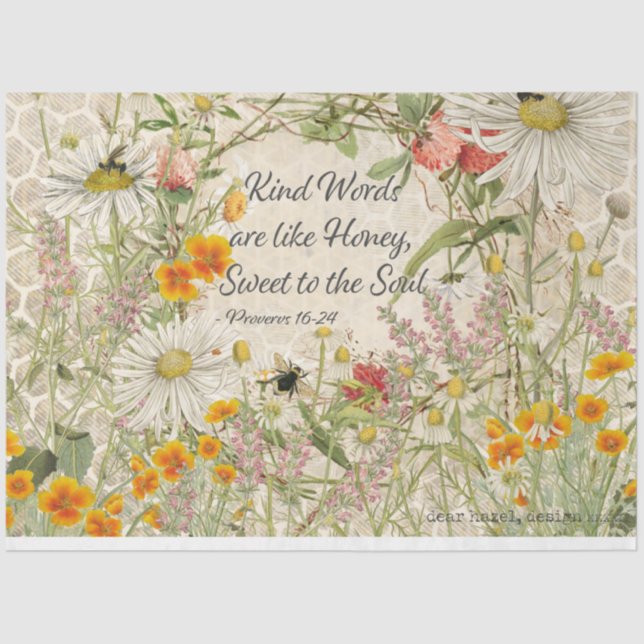 Mousseline Paroles douces Fleur sauvage Découpage Papier de p (Recto)