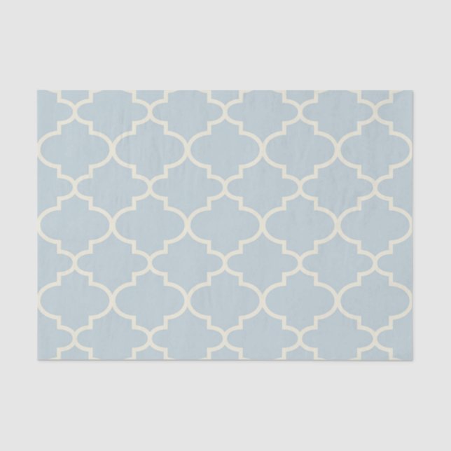 Mousseline Pastel Blue Marocain Lattice Motif Tissu Papier (Recto)