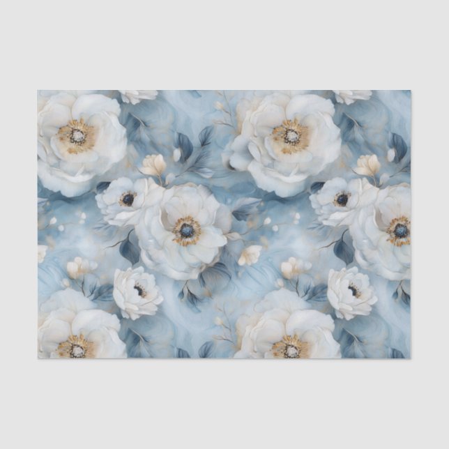 Mousseline Pastel Peonies Découpage Papier Tissu (Recto)