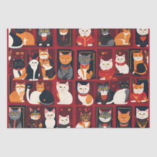 Mousseline patchwork chats papier tissu art IA