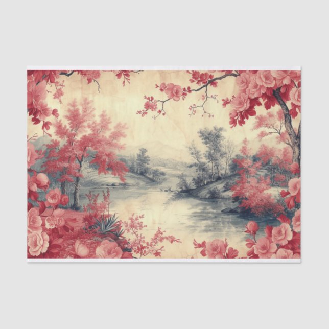 Mousseline Paysage sur papier usé (Recto)