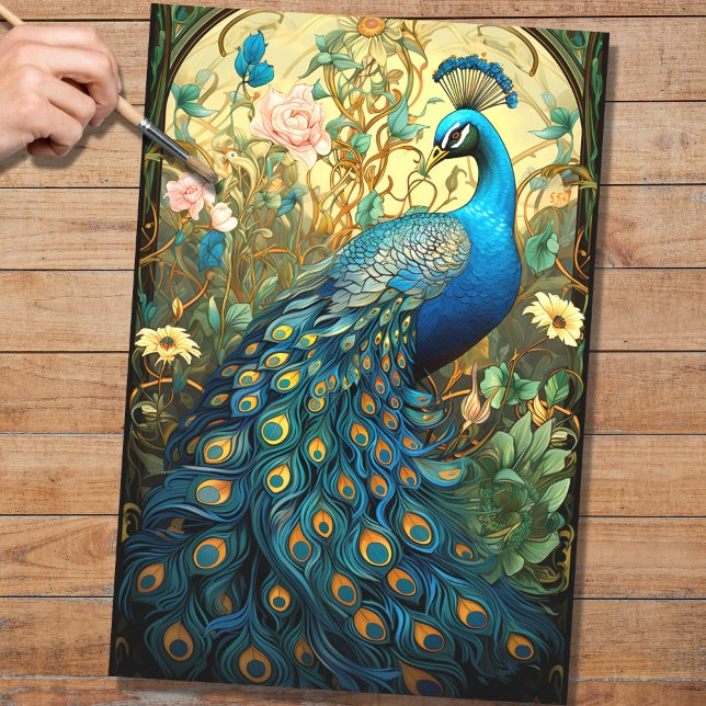 Mousseline Peacock dans la tapisserie 3 papier découpage (Créateur téléchargé)