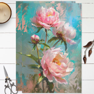 Mousseline Peonies roses Découpage Tissu papier pour meubles