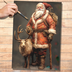 Mousseline Père Noël avec papier découpage Reindeer 2