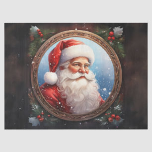 Mousseline Père Noël rétro dans un cadre élégant papier décou