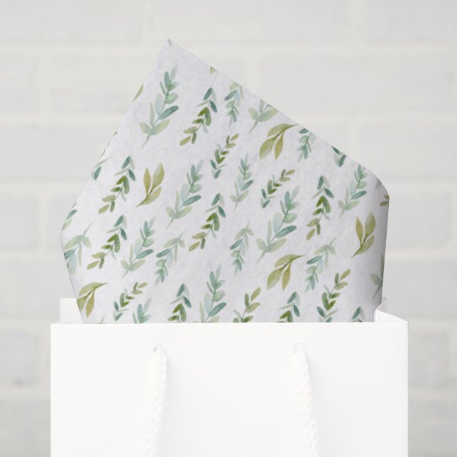 Mousseline Petit Papier Tissu à Feuilles de Feuillage Vert (Sac cadeau)