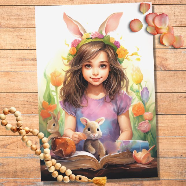 Mousseline Petite fille sur papier découpage 3 Pâques (Créateur téléchargé)