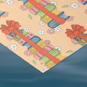 Mousseline Pile de livres avec Motif de livre Retro papier Ti