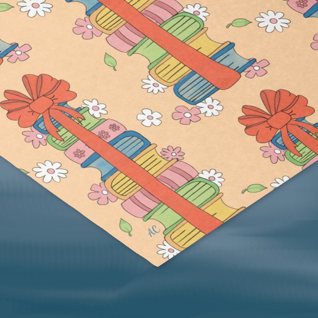 Mousseline Pile de livres avec Motif de livre Retro papier Ti (Beige tissue paper for book lovers .)