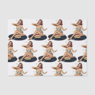 Mousseline Pin Up Girl on Record Multi Tissue Papier