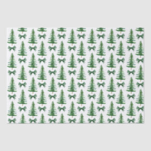Mousseline Pine Tree Green Bow Noël Cadeau Papier Tissu
