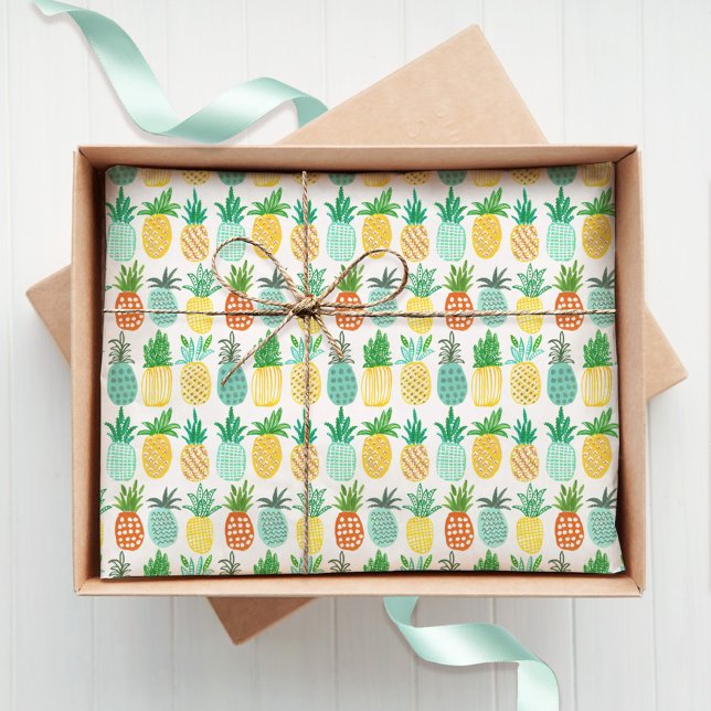 Mousseline Pineapples Tropiques tropicales d'été | Papier Tis (Créateur téléchargé)