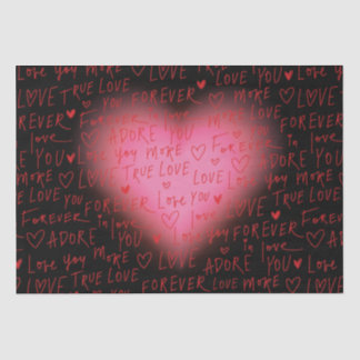 Mousseline Pink Heart Love - Papier d'enveloppement