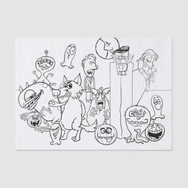 Mousseline PLAISANTE HALLOWEEN MONSTER Tissu papier (Recto)