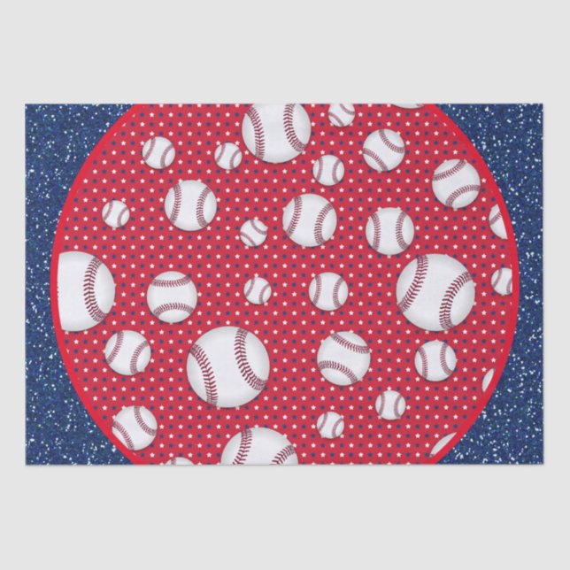 Mousseline Plaque de papier de baseball rouge blanc et bleu (Recto)