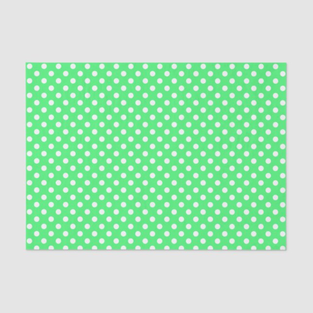 Mousseline Point Polka blanc sur le papier vert clair (Recto)