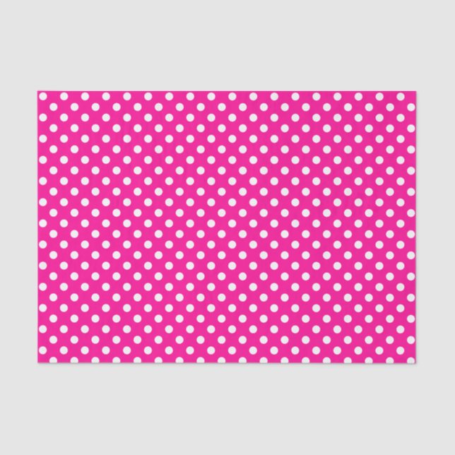 Mousseline Point Polka blanc sur papier de tissus rose chaud (Recto)