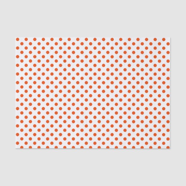 Mousseline Point Polka orange vif sur papier blanc (Recto)