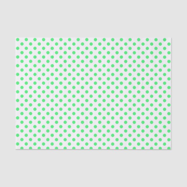 Mousseline Point Polka vert clair sur le papier blanc (Recto)