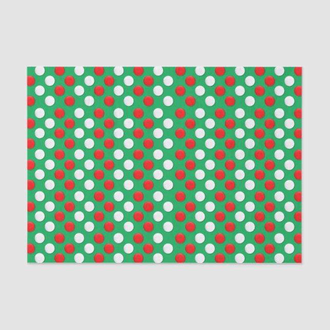 Mousseline Points De Noël Rouge Blanc Et Vert Papier Tissu (Recto)