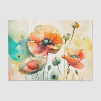 Mousseline POPPIES papier découpage floral