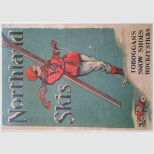 Mousseline Poster Art Nouveau 24 Ski Découpage Tissu Papier