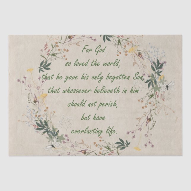 Mousseline Pour Dieu si aimé le monde Fleur sauvage papier (Recto)