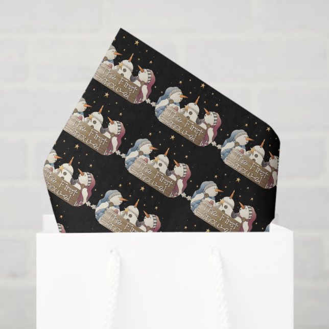 Mousseline Premier papier de tissu de neige Snowman (Sac cadeau)