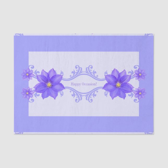 Mousseline Purple Clematis Bonne Occasion Cadeau Papier Tissu (Recto)
