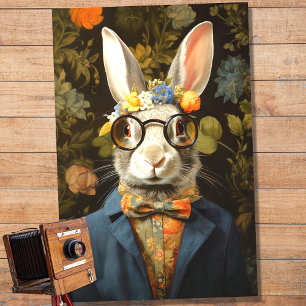 Mousseline Rabin en costume avec lunettes 1 papier découpage