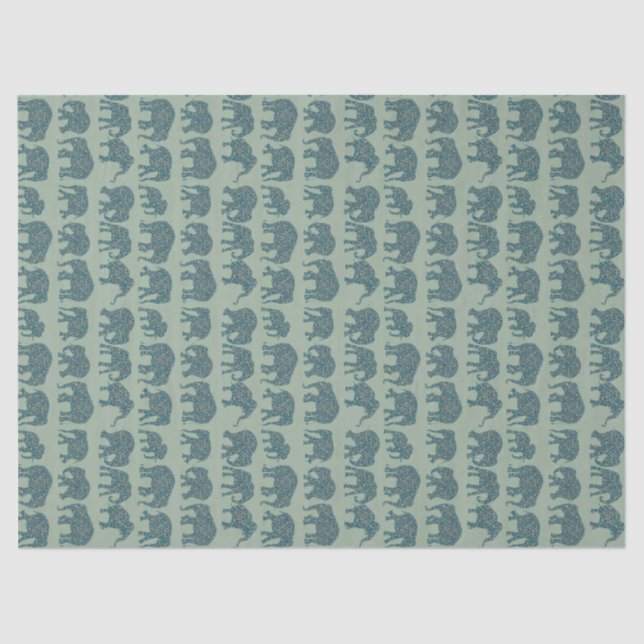 Mousseline Rangées d'éléphant de Paisley sur le papier de (Recto)