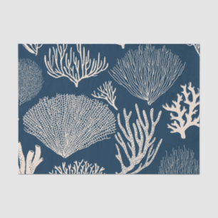 Mousseline Récif de corail en papier bleu marine