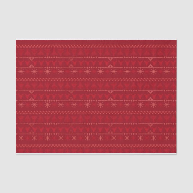 Mousseline Red Nordic Motif Noël Cadeau papier de tissus (Recto)